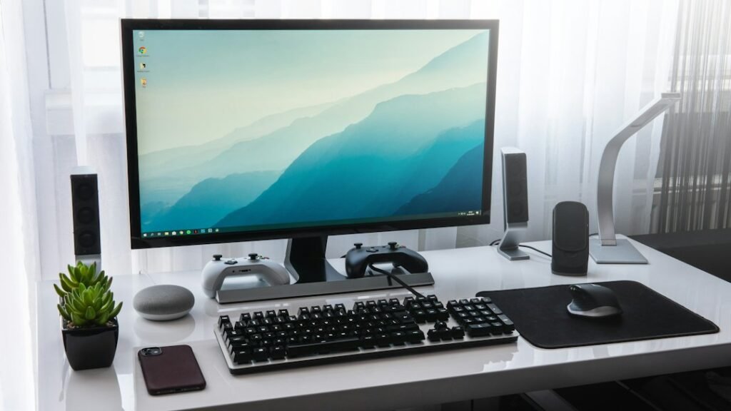 Desktop computer workstation illustrating AI tasks running locally on a computer